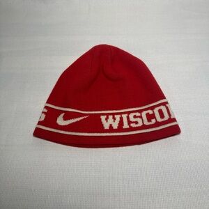 Nike Red and White Wisconsin Knit Beanie